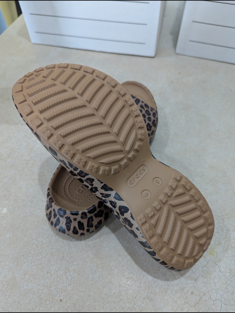 Crocs Classic Leopard Print Slide Sandals - Brown/Black - Picture 2 of 6